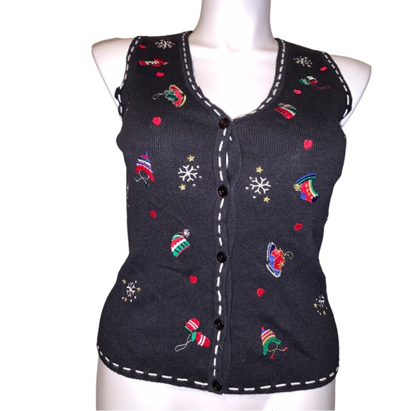 Pappagallo Christmas Theme Holiday Vest, Size Small - Picture 8 of 16